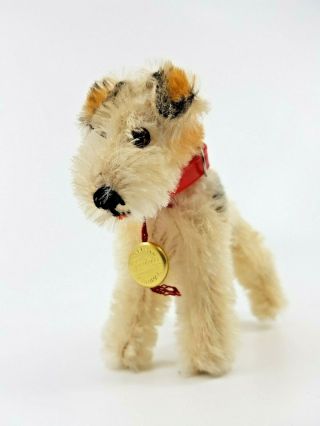 Hermann Teddy Fox Terrier Dog Toy W.  Id 1950 - 60 Vintage Antique Miniature 3.  9 "