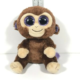 Ty Beanie Boos Coconut Brown Monkey Big Eyes Plush Stuffed Animal 6 " Tall 2017