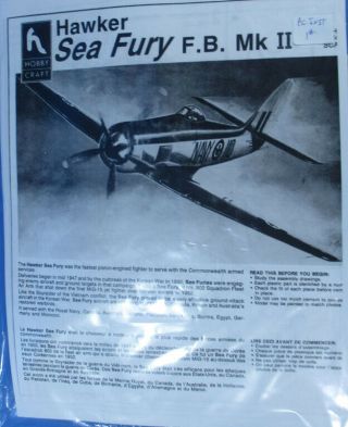 Hobby Craft 1:48 Hawker Sea Fury F.  B.  Mk.  Ii Plastic Aircraft Model Kit 1583xu