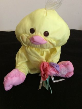 Vintage Fisher Price Puffalump 1988 Yellow Easter Chick Duck With Flower