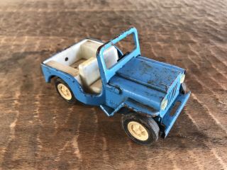 Vintage 1970s Tonka Blue Jeep Pressed Steel Toy Car