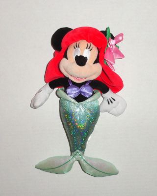 Disney Parks Minnie Mouse Plush Doll Ariel The Little Mermaid Princess P69
