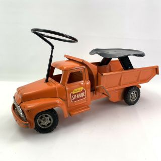 Vtg Buddy L.  Orange Buddy L Sit - N - Ride Dump Truck -