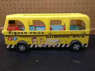 Vintage Fisher Price Little People Wooden School Bus Wooden People 3