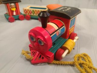 Vintage Fisher Price Huffy Puffy 4 Car Train Set Lithographs
