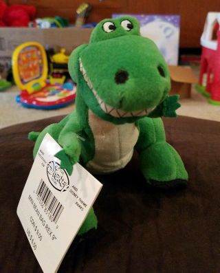 Disney Store Mini Bean Bag Plush Rex Dinosaur Green 9 " Toy Story Movie