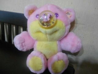 12 " Plush Vintage Playskool Nosy Bear Pink Yellow With Butterfly In Nose 80 