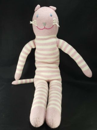 Blabla Kids Large Rose The Cat Pink Stripe Knit Plush Toy Doll 22 " Stuffed Rare