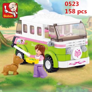 Sluban Mini Blocks Diy Kids Building Educational Toy Puzzle Green Car 0523