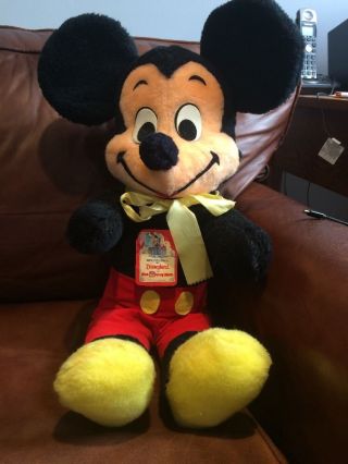 Vintage Disneyland California Mickey Mouse Large 25 " Stuffed Disney Toy With Tag