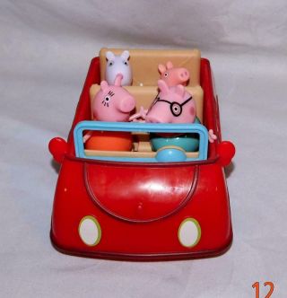 Peppa Pig Musical W/ Sounds Red Car W/ Family 4 Figures & Friends