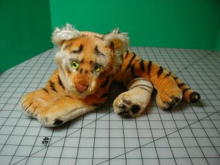 Vintage Steiff Laying Tiger W/ Ear Button And Tag,  14 Inch Size,  Model 2328.  1