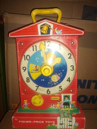 Vintage 1968 Fisher Price Music Box Teaching Clock