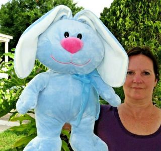 Large Walmart Baby Blue Easter Bunny Rabbit Soft Plush Stuffed Animal Doll