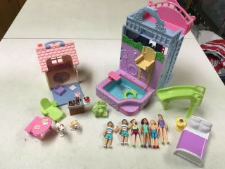 Fisher Price Sweet Streets Dollhouse Swimming Pool Clubhouse W Dolls Boy Doll