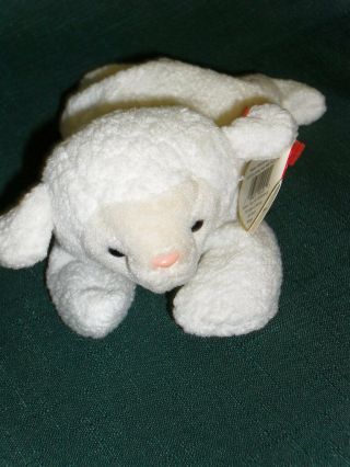 8 " Ty Beanbag Plush Beanie Baby " Fleece " Lamb Sheep W/tag 1996