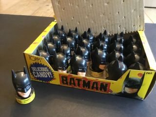 Box w/24 Containers of 1989 Topps BATMAN DC COMICS Candy Head Dispenser 2