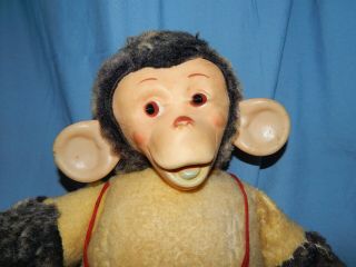 Vintage 1950s Mr Bim Zippy Zip The Chimp 20” Monkey Stuffed Plush Rubber Face 3