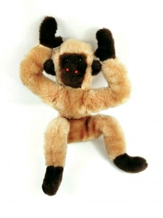 Vintage Rushton Company Brown Tan Plush Monkey Monkey Stuffed Large 16 " Sitting