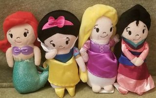 Disney Princess Plush Collector Set Stuffed Toys Rapunzel Snow White Mulan Ariel
