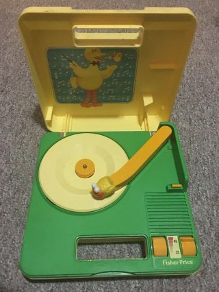 Vintage 1983 Fisher Price Big Bird Sesame Street Portable 33/45 Record Player