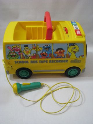 Vintage Sesame Street School Bus Cassette Tape Player Recorder Big Bird Elmo