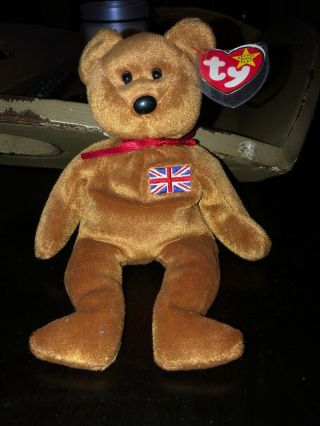 Ty Beanie Baby Britannia The Bear Uk Plush Toy Teddy