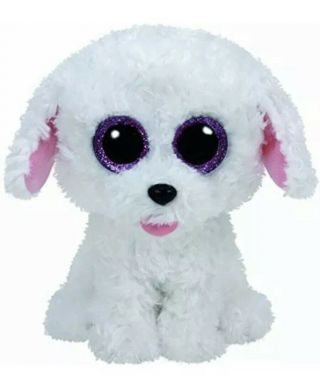 Ty Beanie Boos Pippie The White Curly Haired Dog 6 " Glitter Eyes