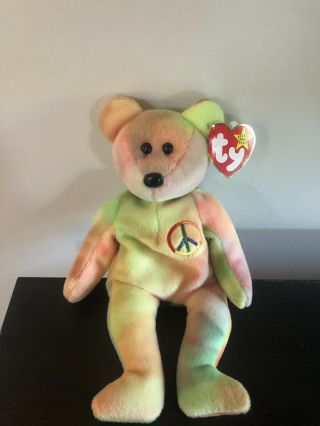 Rainbow Ty Beanie Babies Rare Retired Peace Bear