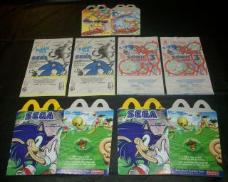 Mcdonalds Sega Sonic The Hedgehog 3 Happy Meal Boxes &4 Bags 1993 2003 2004