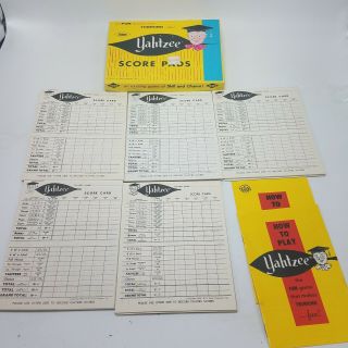 Vintage 1956 Yahtzee Score Pads (4 Pads) 6/100 W 2 X Instruction Books