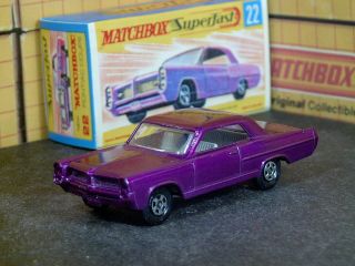 Matchbox Lesney Superfast Pontiac Gran Prix Dark Purple Mb22 - A2 Vnm Crafted Box