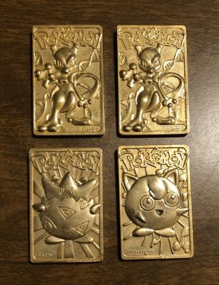 4 Pokemon 23k Gold - Plated Limited Edition Card 1999 Burger King Nintendo Loose