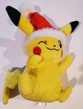 Tomy Pokemon Plush Pikachu With Santa Hat Christmas T19335/t19373d