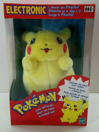 Vtg 1999 Pokemon Pikachu Electronic Talking Plush " I Choose You Pikachu”