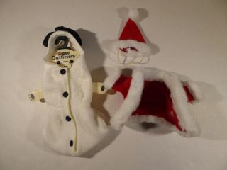 Beanie B - Line Outfit Accessories: Snowman & Santa Suit For Beanie Babies Vg