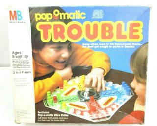 Vintage Trouble Board Game Complete 1986 Milton Bradley Pop - O - Matic