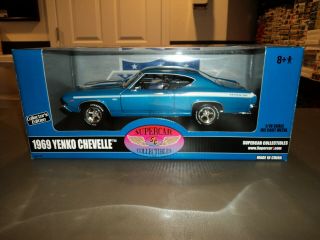 Supercar American Muscle 1:18 1969 Yenko Chevelle Die Cast Car Blue & White