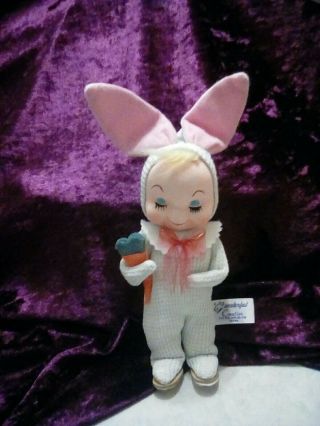 Vintage 1960s Gunderful Creation Bunny Rabbit Girl Doll Gund Japan Easter Carrot