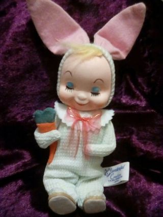 Vintage 1960s Gunderful Creation Bunny Rabbit Girl Doll Gund Japan Easter Carrot 2
