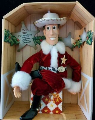 1999 Disney Pixar Mattel Talking Holiday Hero Woody Toy Story Santa
