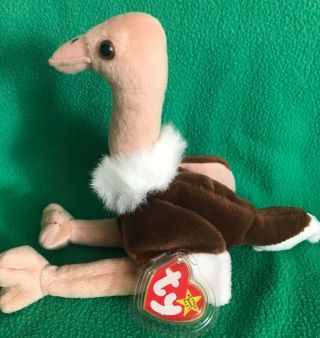 Ty Beanie Baby Stretch The Ostrich Mwmt 7.  5 " 1997 Vintage Stuffed Animal Toy