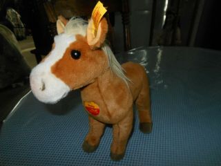 Steiff Stuffed Animals Pony/horse Racy With Button And Tags