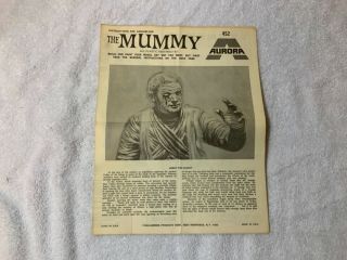1969 Aurora The Mummy Glow Model Kit No.  452 Instruction Sheet