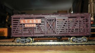 Ho Tenshodo Santa Fe At&sf Cattle Car With Brass Wheels Made In Japan