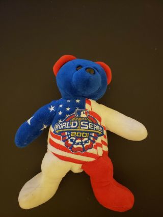 2001 World Series Red White Blue Plush Beanie Bear " Spirit " - Radio Shack W/tag