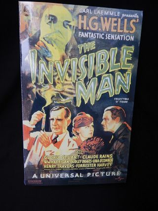 Sideshow The Invisible Man 12 " Figure H.  G Wells Universal 4425 Nib Claude Rains