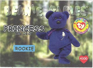 Ty Beanie Babies Bboc Card - Series 1 (silver) - Princess The Bear (rookie) Nm/m