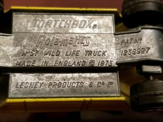 Lesney Products Made in England 1973 Rola - matics Wild Life Truck No.  57 3