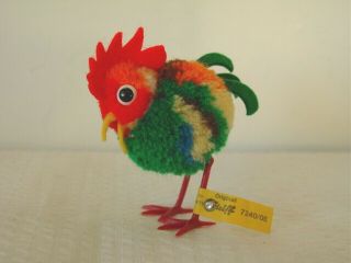 Vintage Steiff Plush Rooster Chicken /button Tag 2.  5 " X 2.  5 " Germany - 7240/08